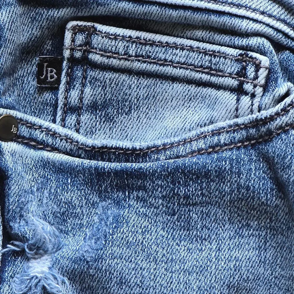 Judy Blue Women's Button Fly Skinny Fit Distressed Raw Hem Jeans, Size 13